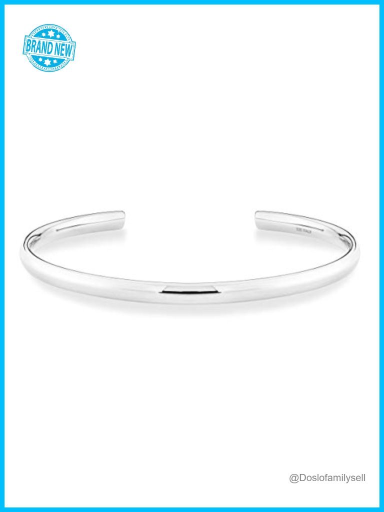 4mm Open Cuff Polished Bangle Bracelet For Women Adjustable 7.25-7.5in Sterling